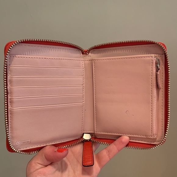 Coach Coral Orange Leather Wallet - Picture 3 of 3